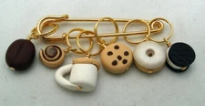 Stitch Markers COFFEE BREAK for Knit or Crochet set of 6 Donut Cookie Bunn 