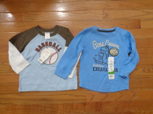 (2) Neuf avec étiquettes - Tout-petit garçon - Dinosaures / Baseball - Chemises à manches longues - Taille 18M - Photo 1/1