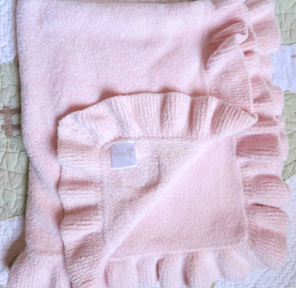 Little Giraffe Pink Feather Yarn Chenille Soft Knit Baby Girl Blanket GORGEOUS - Image 3 of 3