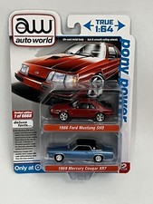 AUTO WORLD Pony Power Target Exclusive 1986 Ford Mustang SVO 1969 Cougar XR7