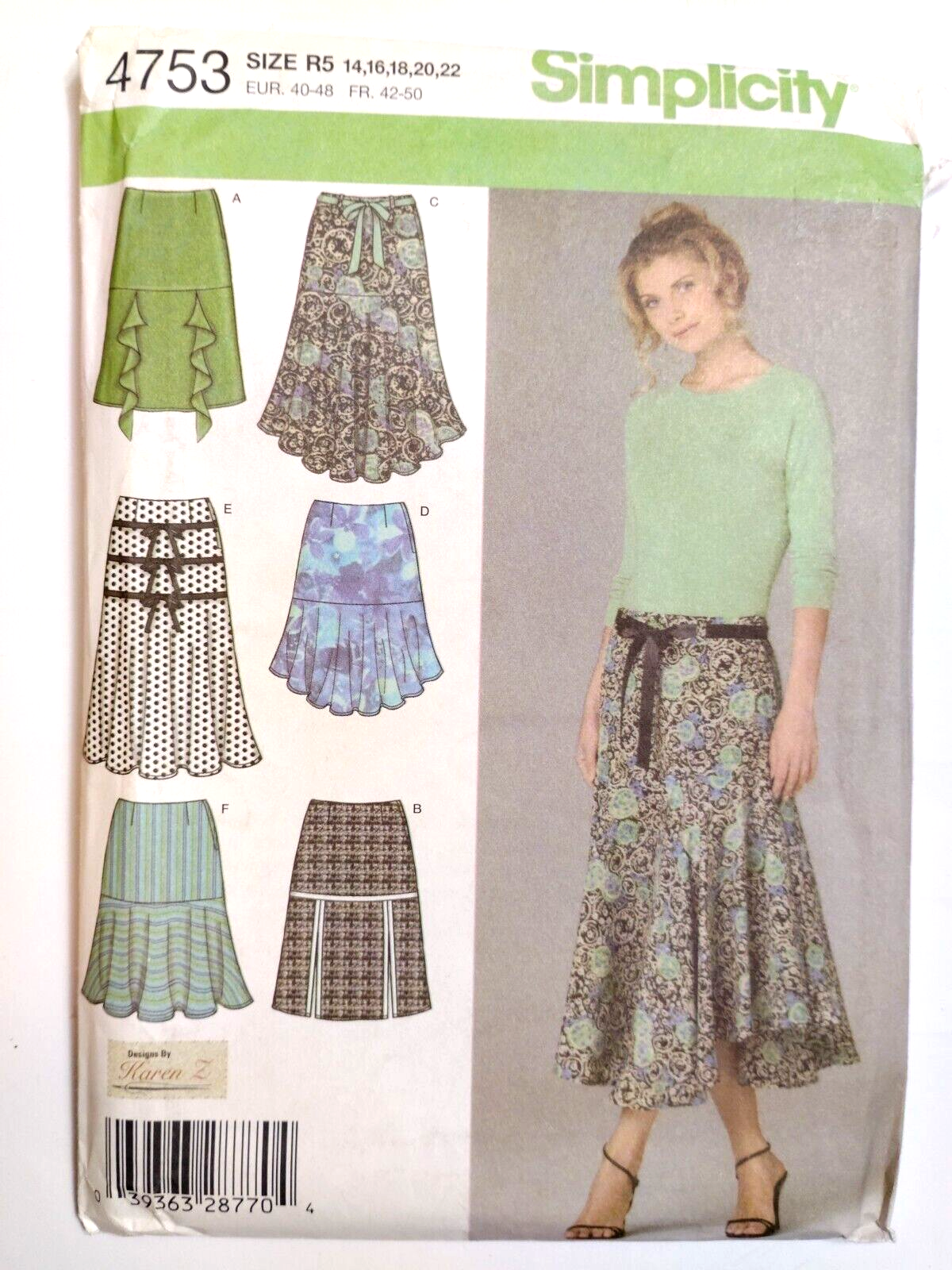 Skirt Ruffle Pleated 14 16 18 20 22 Simplicity 4753 Sewing Pattern Cut Midi-image