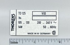 Custom Thorens TD 125 Turntable Identification Plate Aluminum