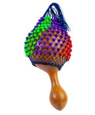 Handmade in Ghana Gourd Shekere Multi-colored Beadwork Percussion Instrument