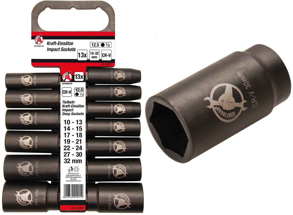 BGS Set Di Bussole Macch.riv.plastica 12,5 Mm (1/2") Profondità 150 Mm 17 / 19 / 21 Mm 3 Pz - Foto 10