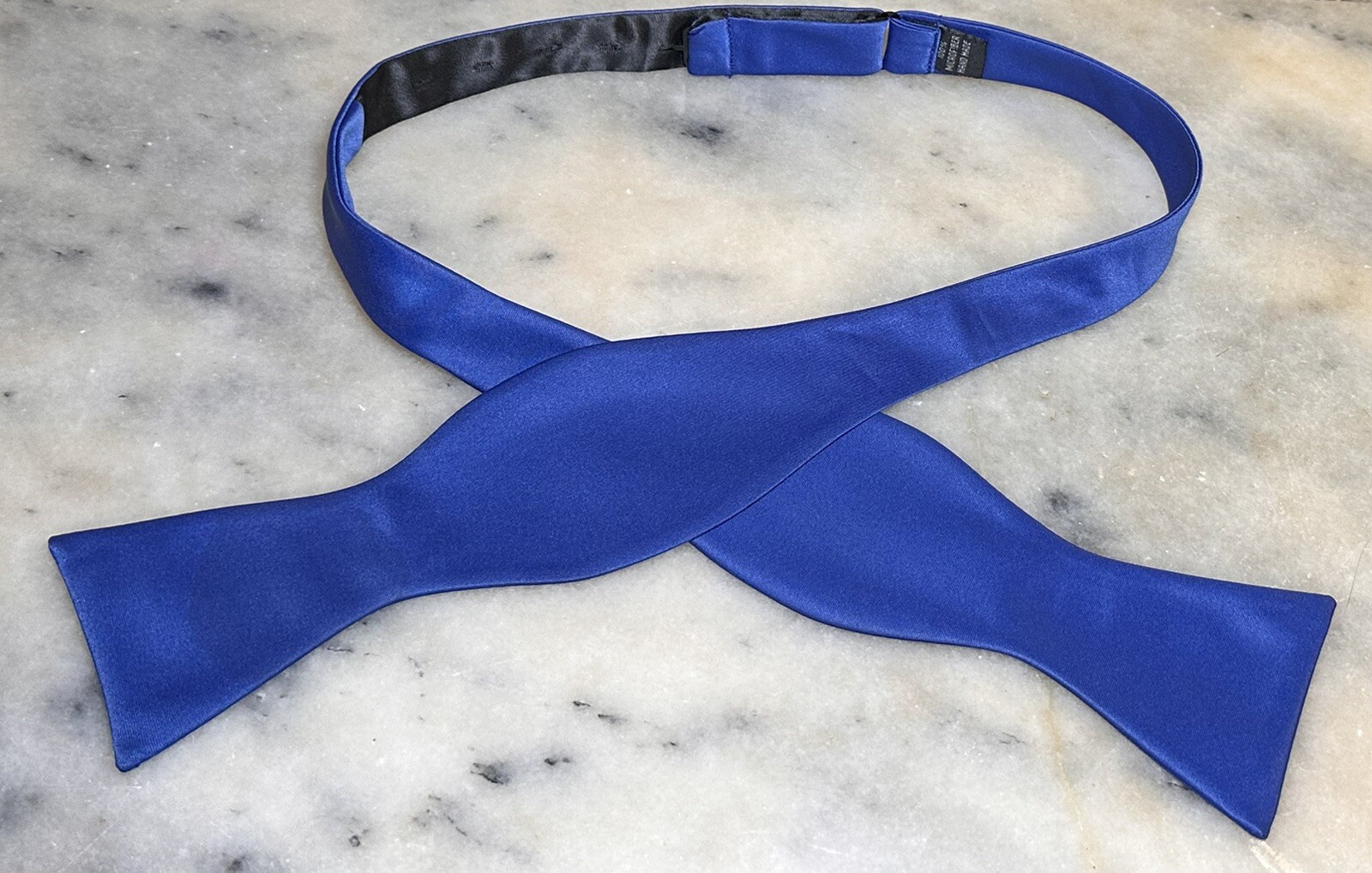 Solid Blue Handmade Adjustable Self Tie Bow Tie - image 1