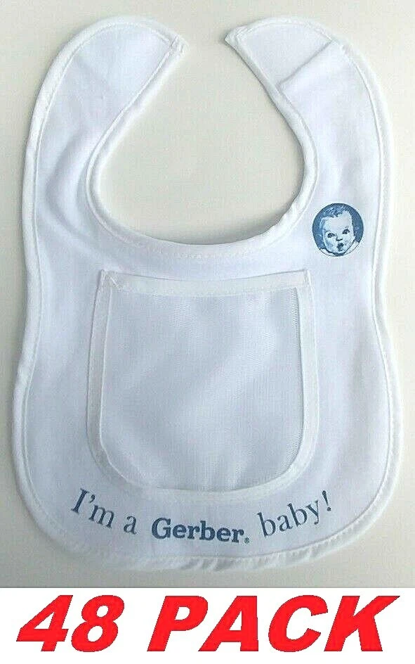 Gerber Infant Child Baby Bib with Pocket 100% COTTON Cloth Protector (48 Bibs)