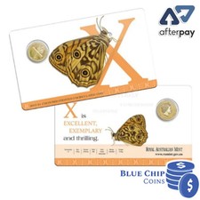 2015 UNC $1 ALPHABET 'X' - XENICA BUTTERFLY, EXCELLENT COLOURED COIN ON CARD