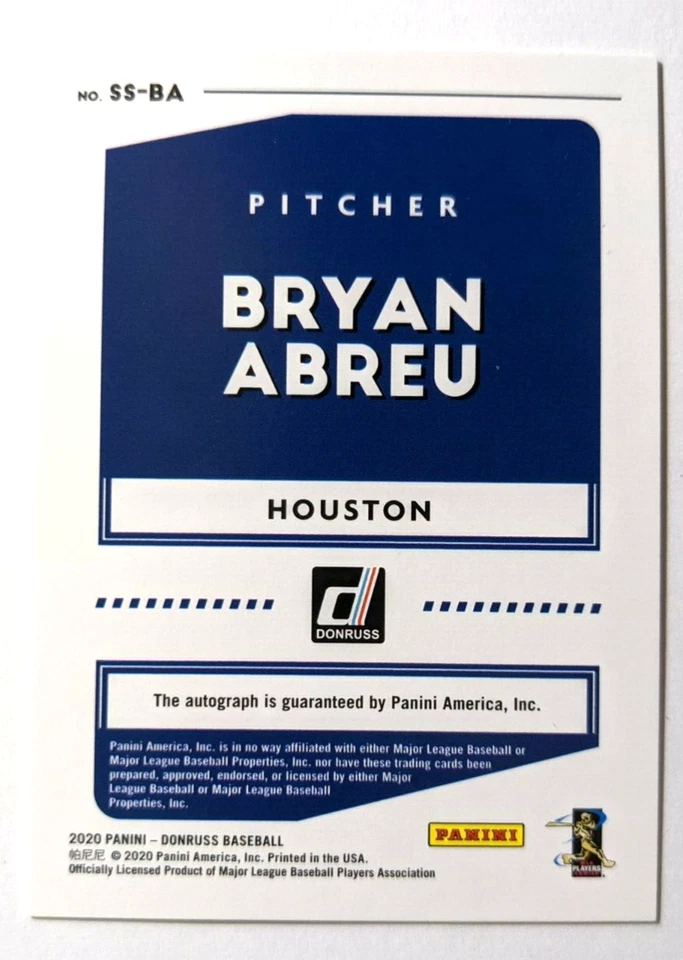 2020 DONRUSS SIGNATURE SERIES RC AUTO BRYAN ABREU SS-BA - Image 2 of 2