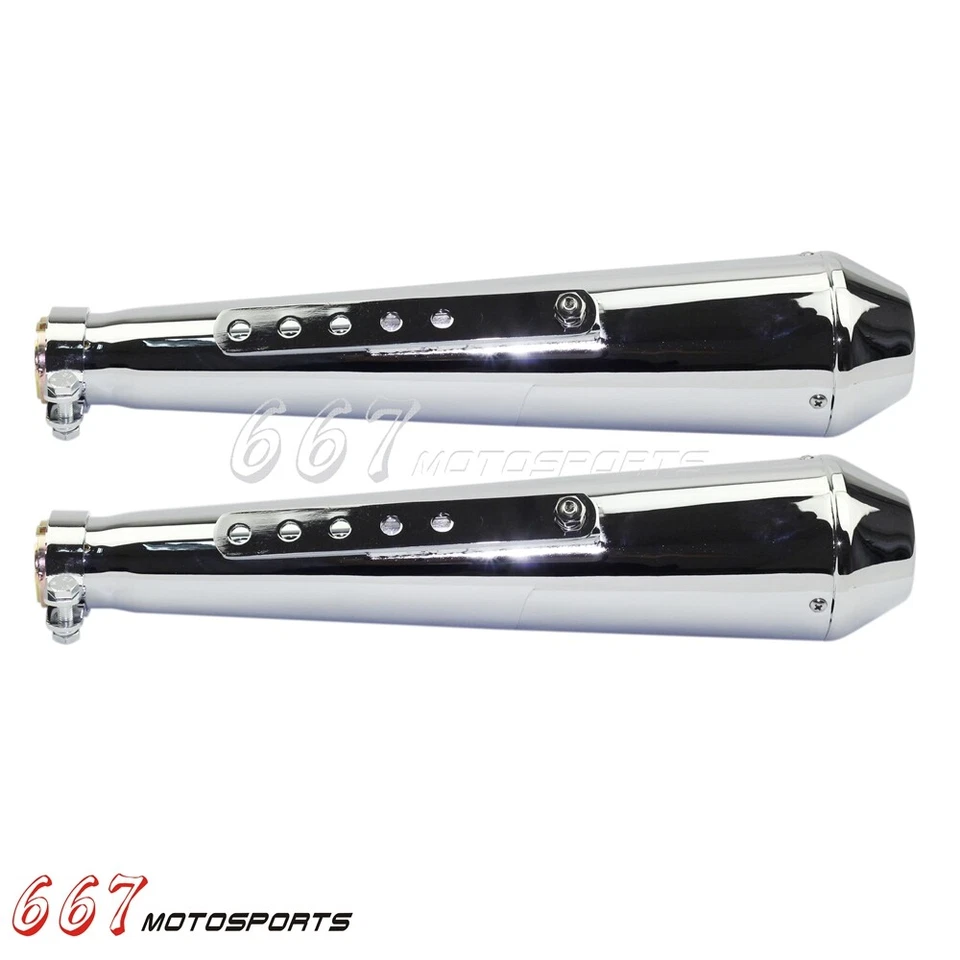Chrome Exhaust Pipes Muffler For Harley Dyna Chopper Cafe Racer Honda Yamaha BMW — 第 2/4 张图片