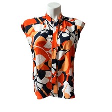 Nine West Women’s Large Shirt Orange Sleeveless Contemporary Stylish Top