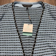 Ming Wang Cardigan Womens 3XL XXXL Blue Black Chain Open Front Closure Jacket
