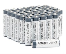Amazon Basics 50 Pack AA Alkaline 50 Count Black/White exp 2029-09