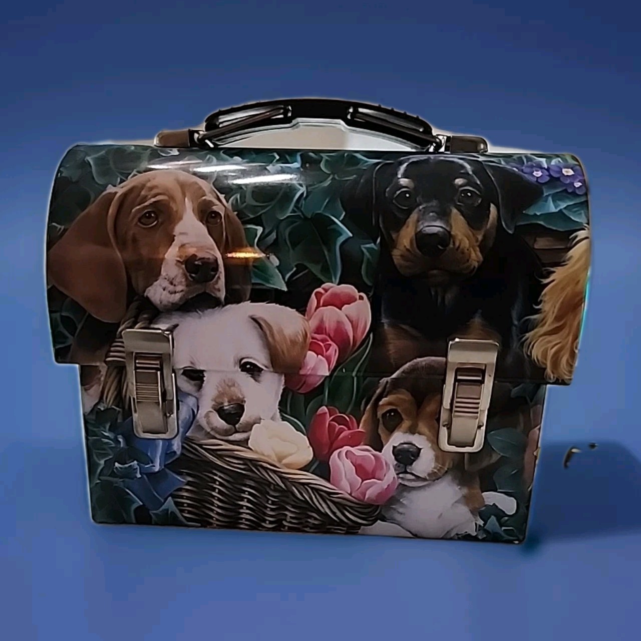 Dog Howie Hearts Doggie Treat Tin 5x5x2.5 Art 2008 Jenny Newland Applejack Art