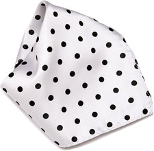 WHITE with BLACK Polka Dots Handkerchief Pocket Square Hanky Men'S Handkerchiefs