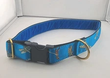 1.5 inch Wide Clip Collar Dragonfly Turquoise Gold- Velvet Lining  Large