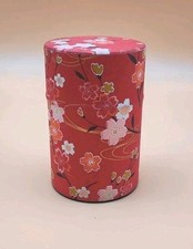 Japanese Washi Paper Tea Tin For Loose Leaf Tea Storage Red With Floral Design