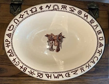 12” Wallace China WESTWARD HO BOOTS SADDLE Oval Vegetable Serving Bowl NICE!