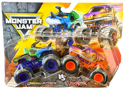 2026 Monster Jam Trucks JURASSIC ATTACK Vs VELOCIRAPTOR 2 Pack Series 36 *READ*