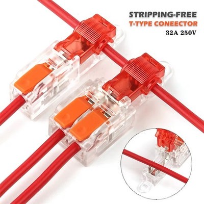 32A T-Type Wire Connector Quick Lever Splice With Fixing Hole Junction Box