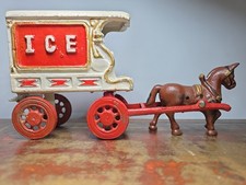 CAST IRON 11" HORSE DRAWN ICE WAGON Vintage Replica