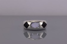 Sterling Silver Mother of Pearl Black Onyx Inlaid Domed Band Ring 9g 925 Sz: 10