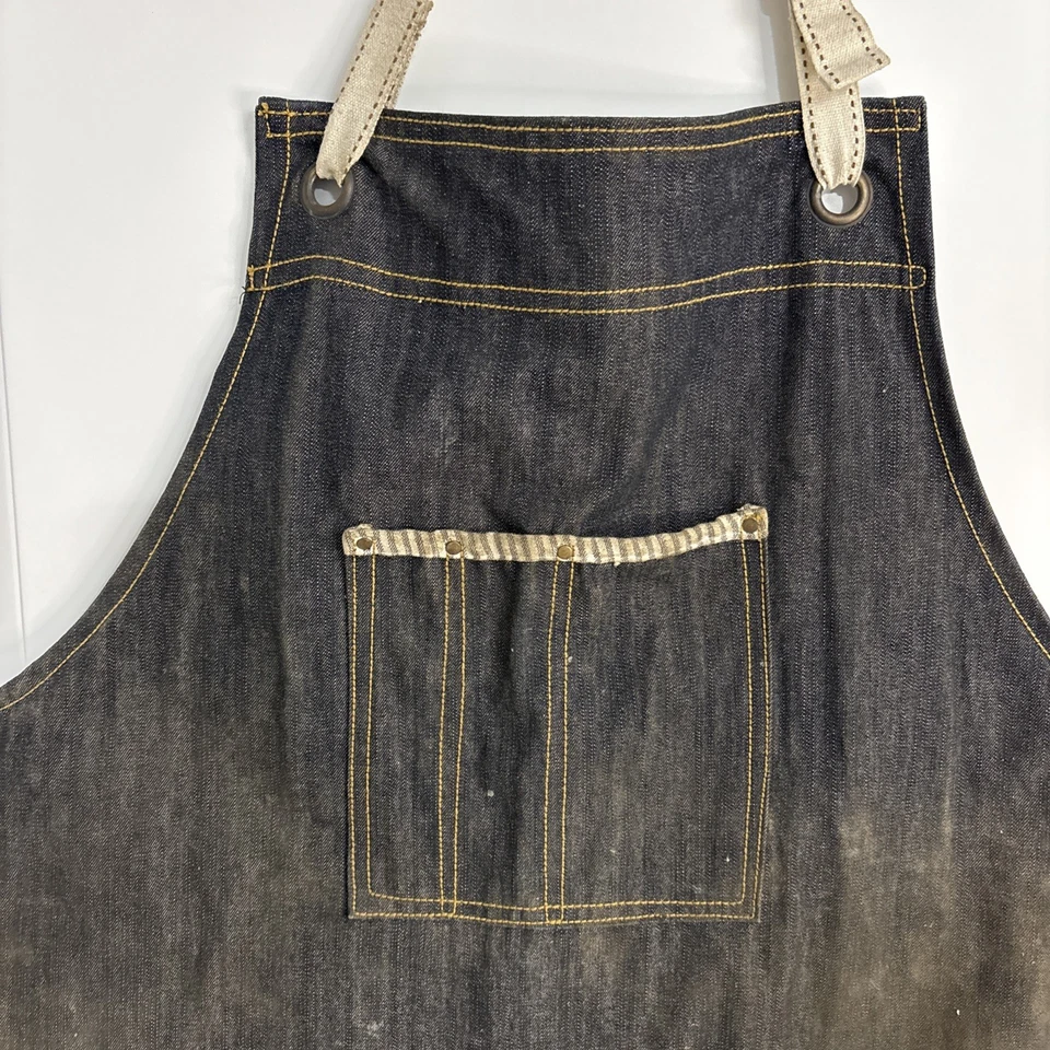 Vintage Denim Machinist Shop Apron Pre-owned Good Condition With Pockets - Image 2 of 4