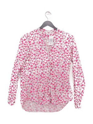 Eterna Damen Shirt UK 10 weiß 100% Baumwolle Langarm V-Ausschnitt Basic