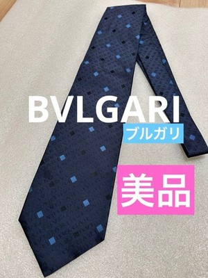 Beautiful BVLGARI tie brand logo gram pattern square pattern