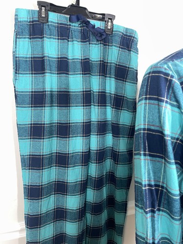 Lands End Women’s Flannel Pajama Set 2-pieceGreen XL 100% cotton Green black - Picture 2 of 6