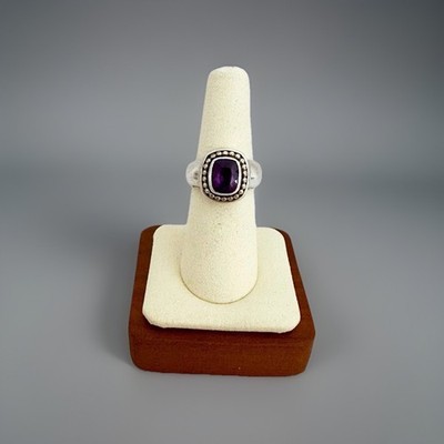 Designer Sterlingsilber 14k Gold Kissenschliff Amethyst Grob Ring Größe 6,5