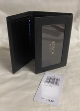 Bosca Leather Nappa Vitello I.D. Trifold Wallet RFID Black 115 NWT 50-100