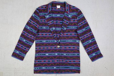 Vtg Neiman Marcus Southwest Blazer Size M Cotton Blend Lined Aztec Design