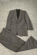 Vintage 80s Burberrys Men's Gray Herringbone Pinstripe Wool 2 Piece Suit USA