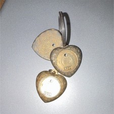 Gold Metal Heart-Shaped Couples Keyring Set Love Hearts Theme