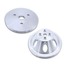 For Sbc 350 Polished Alum Single Groove Short Water Pump Crankshaft Pulley Kit