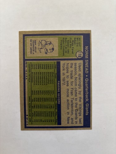 1972 Topps Football - Norm Snead NM-MT - Bild 2 von 2