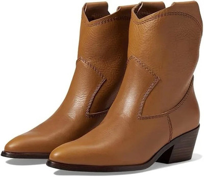 Pedro Garcia Arkansas Leather Cowboy Booties Sz 38.5 Teak Vacchetta Color NWOB