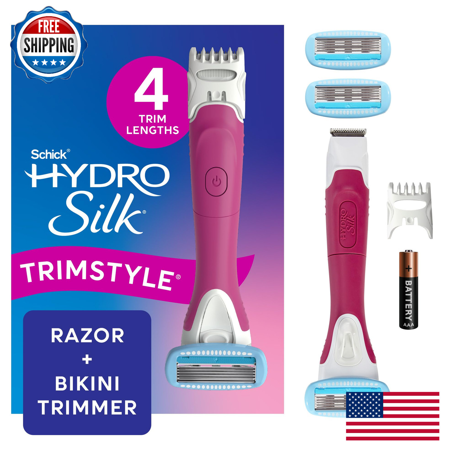 Schick Hydro Silk TrimStyle Razor Women | 2-in-1 Bikini Trim