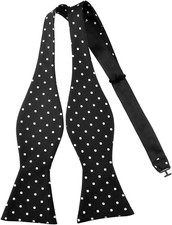 Mens Self Bow Tie Polka Dots Woven Silk Bow Ties