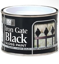 BLACK IRON GATE GLOSS PAINT EXTERIOR METAL GATES FENCES TOUGH DURABLE 180ML 