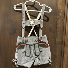 Vintage 1960's Octoberfest Suede Lederhosen Leather Shorts with Suspenders Child