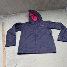 Columbia Jacket Girls Medium 10/12 Blue Arcadia Waterproof Light Pack Wind Rain