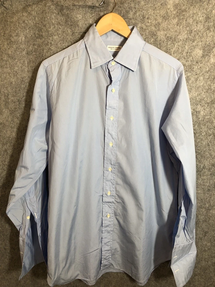 复古 Bergdorf Goodman 衬衫蓝色特大号礼服职业法国袖口美国 — 第 2/4 张图片