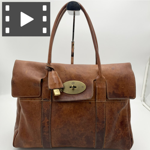 Mulberry Bayswater tote Bag Turnlock charm Leather brown japan y2k elegant