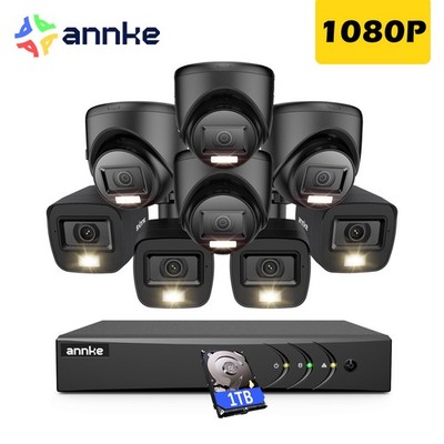 ANNKE 1080P HD CCTV Überwachung Kamera Set Außen Farbe Nachtsicht 8 Kanäle DVR
