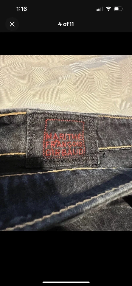 Pantalones Cortos de Jean Marithe Francois Girbaud Años 90 De Colección Raros Negros/Rojos Talla 40 Foto 4 de 4