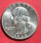 1948D Choice Uncirculated US Washington SILVER Quarter! "DENVER" Mint! Old Coin!