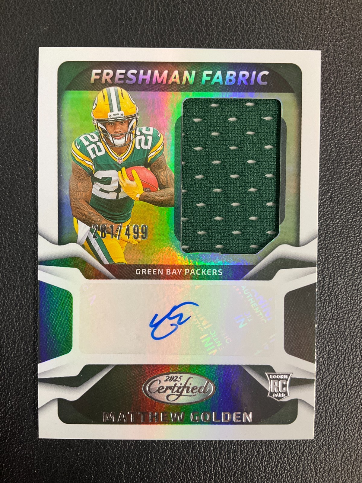 2025 Panini Certified Matthew Golden Freshman Fabric Patch Auto /499 No Reserve