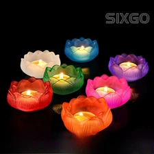 1set Oil Lamp Base Glass Lotus Base Colorful Supply Lamp Holder Candlestick