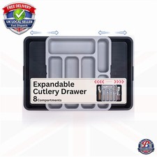 Expandable Cutlery Drawer Organiser Tray Large 8 Compartments Adjustable Kitchen